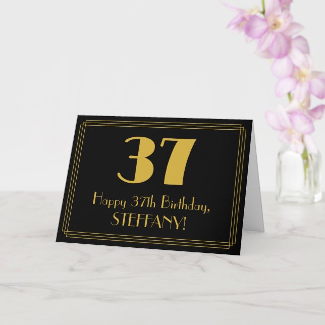 Carte 37ème anniversaire : Art Déco Inspiré Look "37" +  (Orchidée)