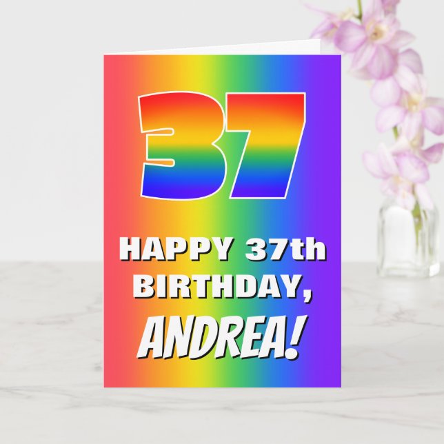 Carte 37th Birthday: Colorful, Fun Rainbow Pattern # 37 (Orchidée)