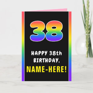 Carte 38e anniversaire : Arc-en-ciel coloré # 38, Nom pe