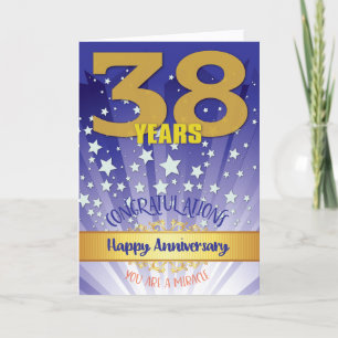 Carte 38e anniversaire de rétablissement chiffre gras