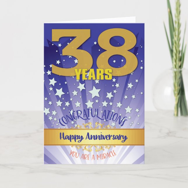 Carte 38e anniversaire de rétablissement chiffre gras (Devant)