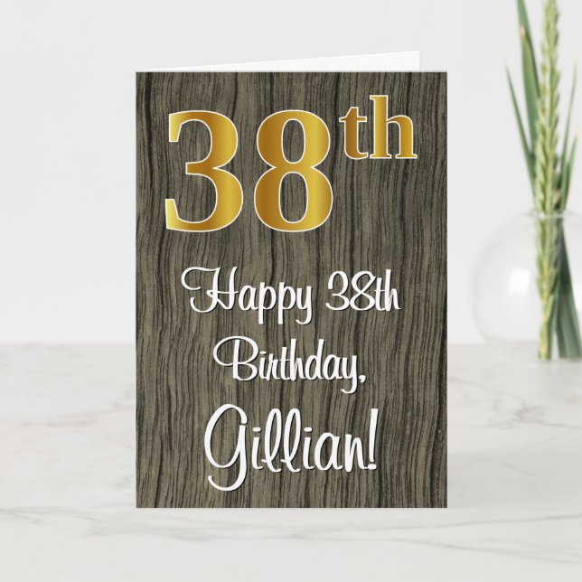 Carte 38e anniversaire : Elégant Faux Gold Look #, Faux  (Devant)