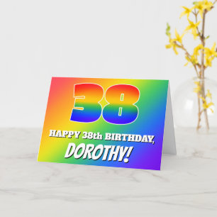 Carte 38e anniversaire : Motif Rainbow multicolore # 38