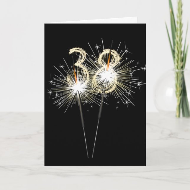 Carte 38e anniversaire Sparklers en noir (Devant)