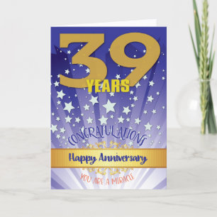 Carte 39 Anniversaire de la reprise Numéros gras