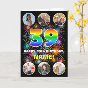Carte 39e anniversaire : Arc en ciel amusant #, Nom pers