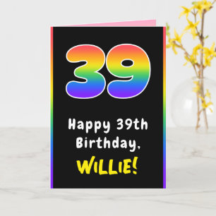 Carte 39e anniversaire : Arc-en-ciel coloré # 39, Nom pe