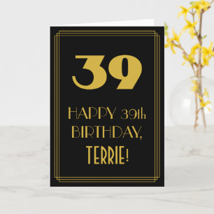 Carte 39e anniversaire - Art Déco Inspiré Look "39" & No