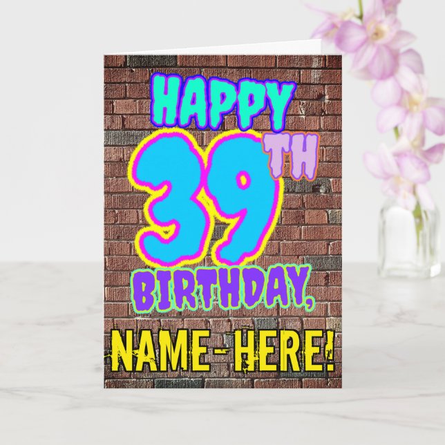 Carte 39e Anniversaire - Regard amusant inspiré du graff (Orchidée)
