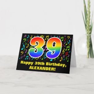 Carte 39e Anniversaire : Symboles Musicaux Colorés & Arc