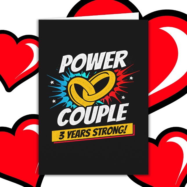 Carte 3 ans Comic Super Power Couple 3e anniversaire (Créateur téléchargé)