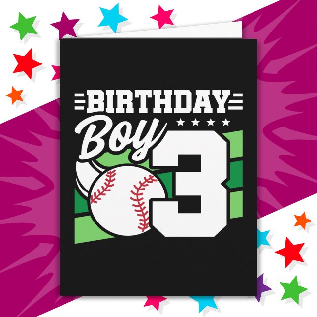 Carte 3 Ans de la fête de baseball Thème 3ème anniversai (Créateur téléchargé)