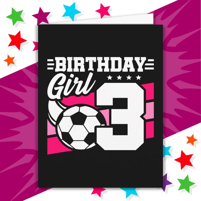 Carte 3 ans Football Party 3e anniversaire fille (Créateur téléchargé)