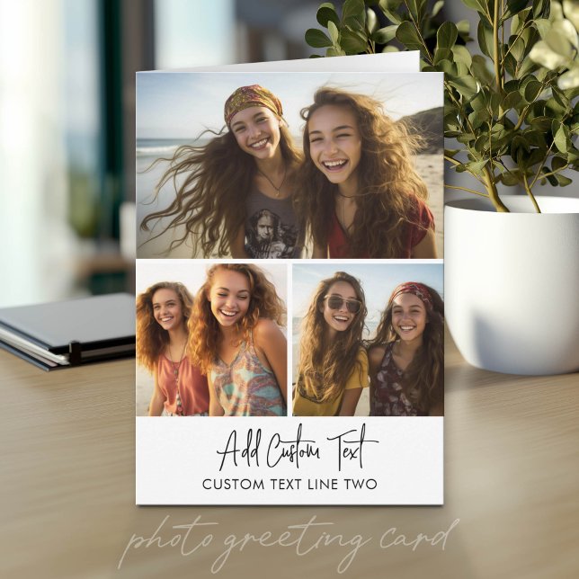 Carte 3 Collage de photos avec texte de script  (Photo Greeting Card)