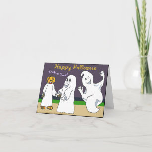 Carte 3 Fantômes Trick or Treat Joyeux Halloween