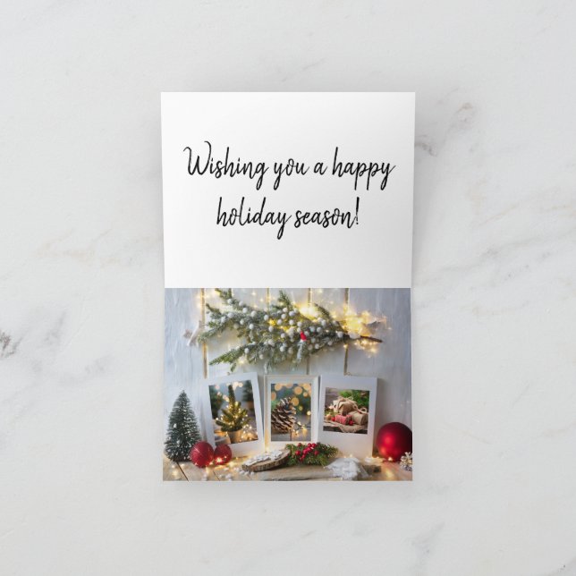 Carte 3 Image Rustic Holiday Grey Card (Intérieur)