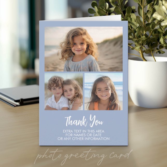 Carte 3 Photos - Design Minimaliste - Merci (Photo Greeting Card)