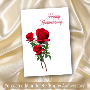 Carte 3 Roses Amour Romantique Joyeux Anniversaire À Tou