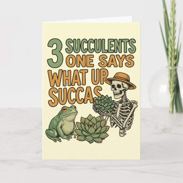 Carte 3 Succulentes Une Dit Drôle de Grenouille de Jardi (Devant)