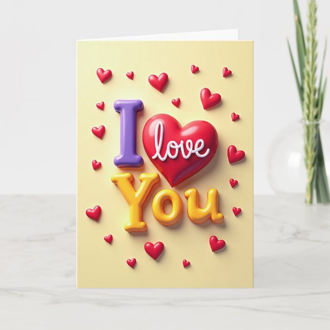 Carte 3D Cœurs Je T'Aime (Devant)