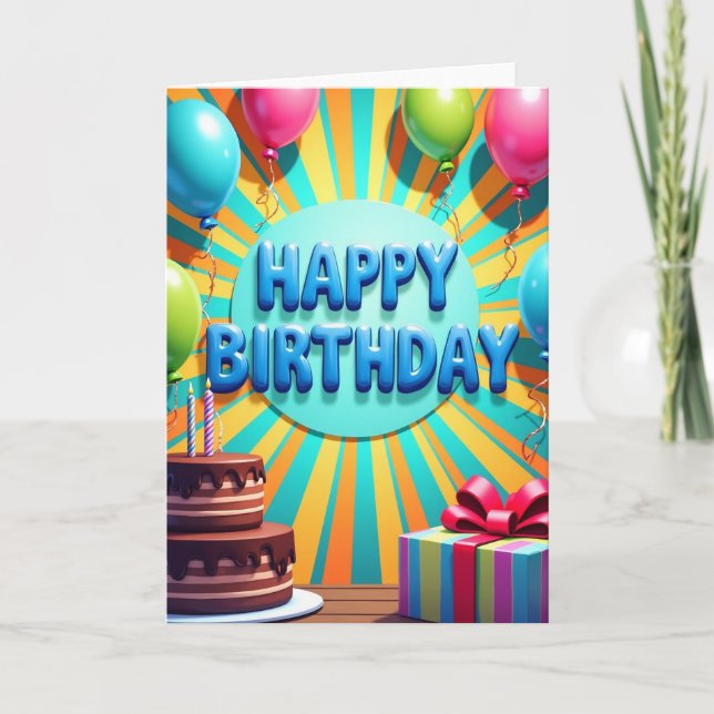 Carte 3D d'anniversaire vibrante (Devant)