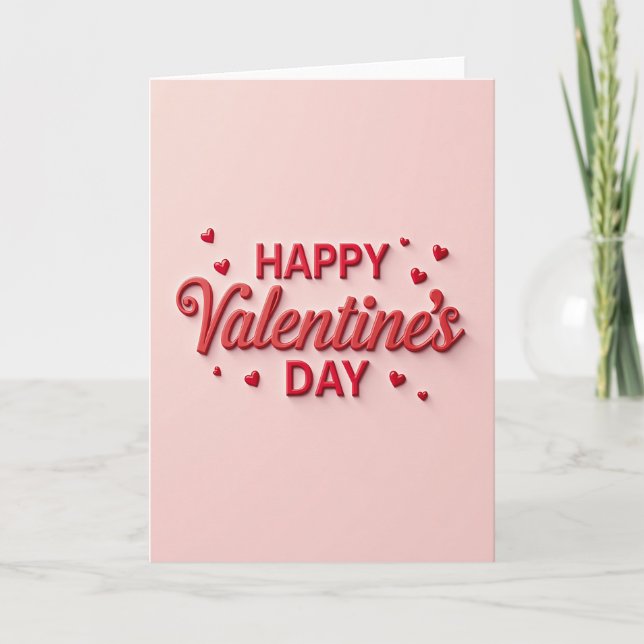 Carte 3D de la Saint-Valentin rose (Devant)