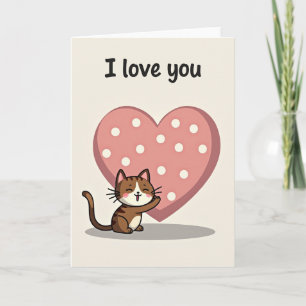 Carte 3D « Je t'aime » avec chat à pois