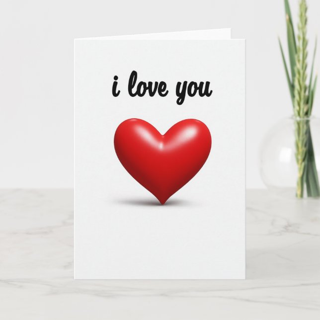 Carte 3D « Je t'aime » avec cœur rouge (Devant)