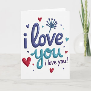 Carte 3D « Je t'aime » en forme de cœurs