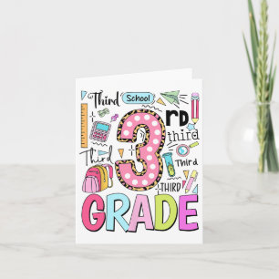 Carte 3e année jolie typographie points retour à l'école