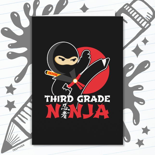Carte 3e année Ninja Kick Premier jour Retour à l'école (Créateur téléchargé)