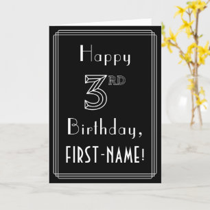 Carte 3e anniversaire : Art Déco Style # 3 et Nom person