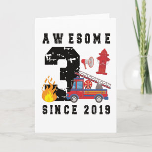 Carte 3e anniversaire cadeau pompier garçon né en 2019