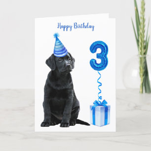 Carte 3e Anniversaire Chiot Thème - Chien bleu mignon Ga