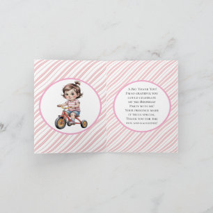 Carte 3e. Anniversaire d'une fille sur un Merci de Tricy