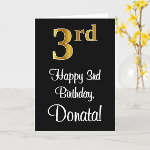Carte 3e anniversaire ~ Elégant luxe Faux Gold Look #