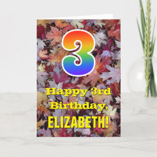 Carte 3e anniversaire; feuilles d'automne rustiques; arc