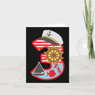 Carte 3e anniversaire Garçon 3 ans Petit voilier Nautiqu