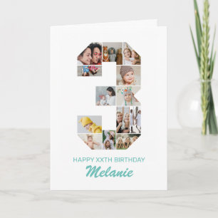 Carte 3e anniversaire Numéro 3 photo Collage personnalis