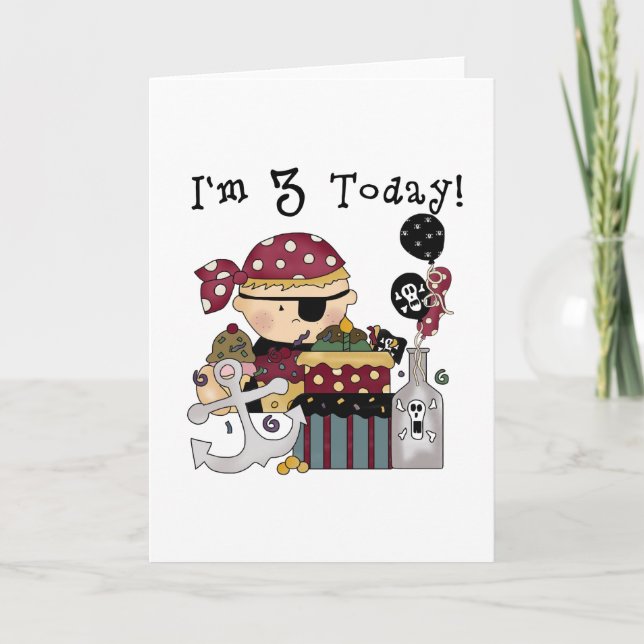 Carte 3e anniversaire Pirate Tshirts et cadeaux (Devant)