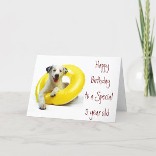 Carte "3ème" ANNIVERSAIRE" PLEIN DE PLAISIR ET DE KISSES