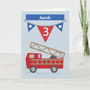 Carte 3ème Firetruck nommé fait sur commande