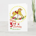 Carte 3rd Birthday Rocking Horse Stars<br><div class="desc">Dream,  fly,  ride,  imagine,  reach for the stars! Unique rocking horse riding colorful stars for a very special Grandson's 3rd birthday. You may use template to personalize name on the card. Inside verse may also be personalized using the template provided.  Original art and design by Anura Design Studio.</div>
