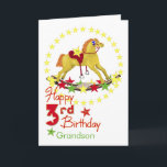 Carte 3rd Birthday Rocking Horse Stars<br><div class="desc">Dream,  fly,  ride,  imagine,  reach for the stars! Unique rocking horse riding colorful stars for a very special Grandson's 3rd birthday. You may use template to personalize name on the card. Inside verse may also be personalized using the template provided.  Original art and design by Anura Design Studio.</div>