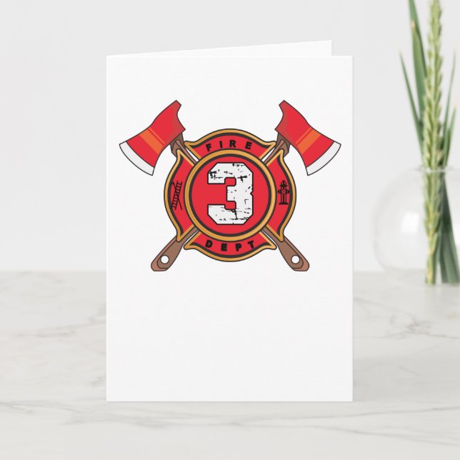 Carte 3rd Fire Birthday Poison Firefighter 3 Year Old Bo (Devant)