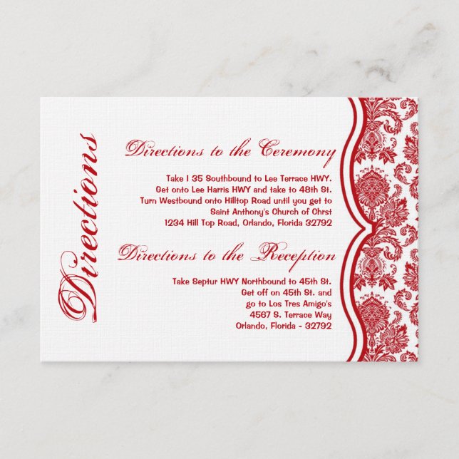 Carte 3x5 Rouge Blanc Damas Lace Impression (Devant)