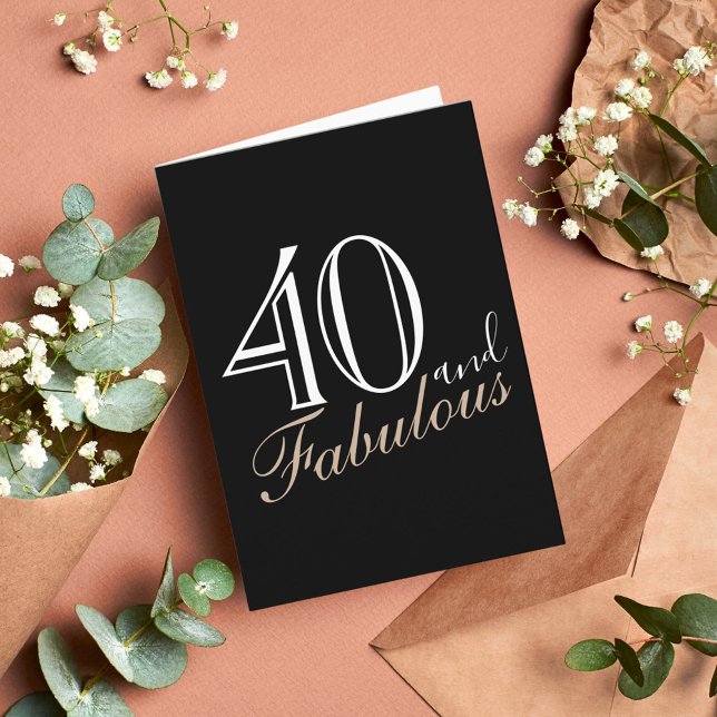 Carte 40 ans et Fabuleux Écriture Moderne Noir 40e Anniv (Créateur téléchargé)