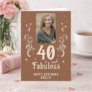 Carte 40 ans et Fabuleux Feuillage Photo 40e Anniversair