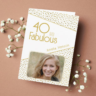 Carte 40 ans et Fabuleux Paillettes Dorées Photo 40e Ann