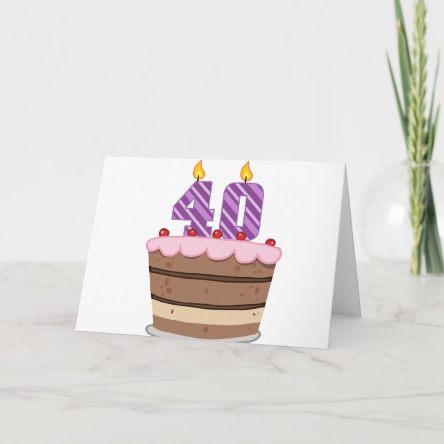 Carte 40 ans sur le gâteau d'anniversaire (Devant)
